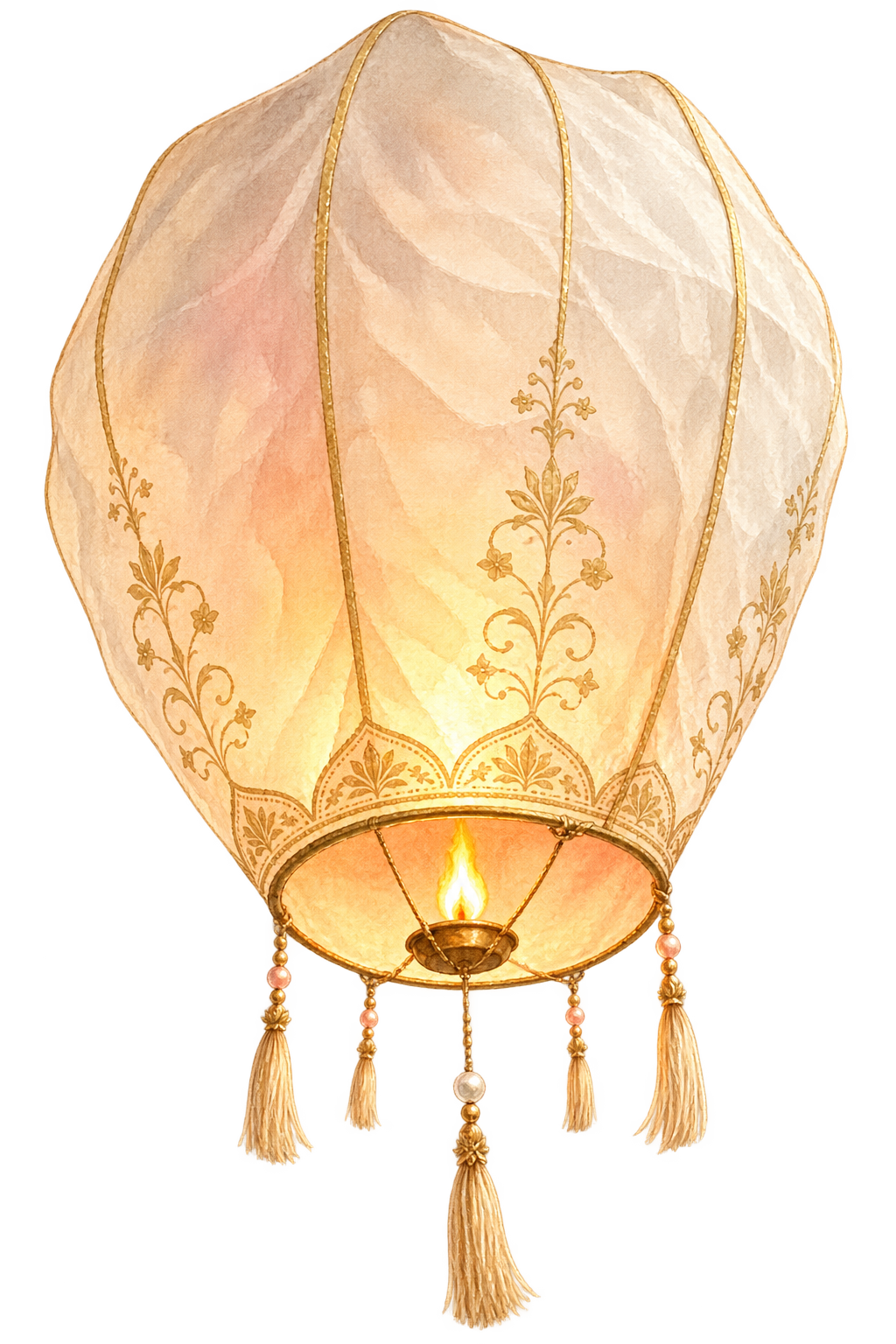Watercolor paper lantern glowing warmly